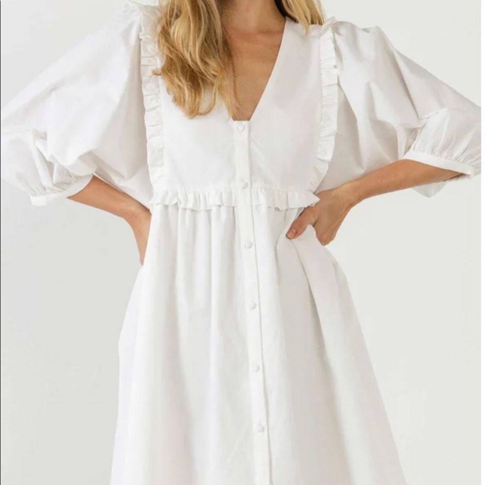 English Factory V Neck Button Down Babydoll Dress - New with Tags